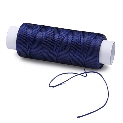 KAQRHFT 0.8 mm 54 Yards Round Waxed Thread for Leather Sewing, Leather Thread Wax String for Sewing, Stitching, Bookbinding, Bracelet, Braiding (Blue)