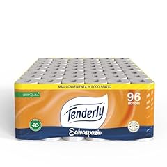 Tenderly Salvaspazio, 96 Rotoli di Carta Igienica, 2 Veli, 220* Strappi per Rotolo, con Estratti Naturali di Malva e Calendula, Made in Italy, Dermatologicamente Testato