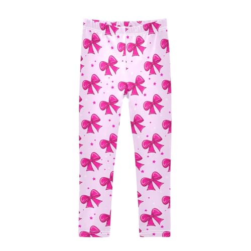 Girls Leggings Size 4T Cartoon Bow Star Pink Soft Stretchy Pants Breathable Girl Clothes for Gymnastics Dance