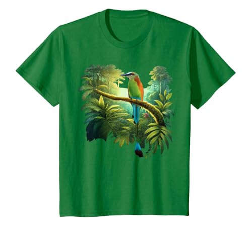 El Salvador Torogoz National Bird Salvadorian Pupusas Flag T-Shirt, Youth, Kelly Green, Medium