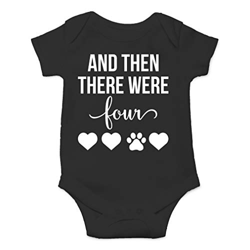 AW Fashions And Then There Were Four Baby Bodysuit Cute Newborn Boy Outfit Funny Baby Romper Girl Clothes (6 Months, Black)