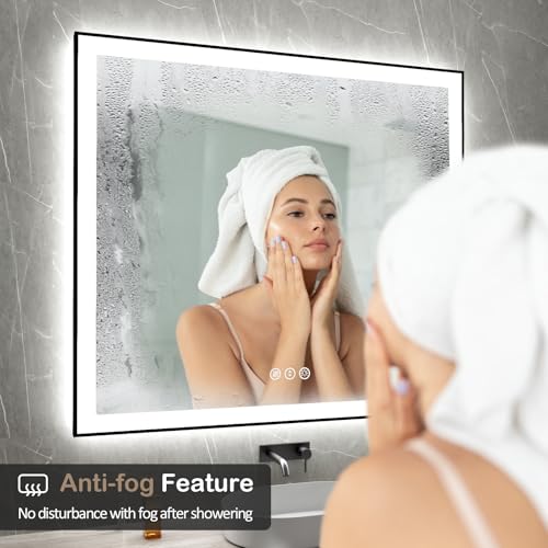 ISTRIPMF 48x40 Inch LED Bathroom Mirror with Black Frame, Backlit and Front Lighted Bathroom Mirrors for Wall, Anti-Fog, Dimmable, Memory, Shatterproof, LED Vanity Mirror for Bathroom by ISTRIPMF - Image 5