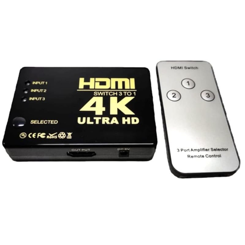 Image of SANCY 3-Port 3-in 1-Out 3x1 HDMI Switch /Switcher w /Remote, 3D 1080P, for Bluray, PVR /Netflix / /Kodi Box, PS4 /PS3 TD-472H-001