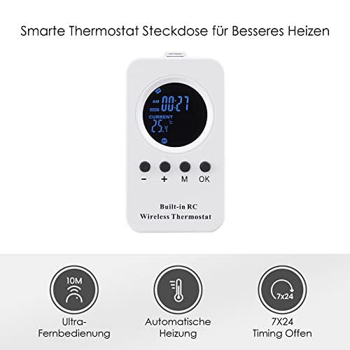 Hocosyme Infrarotheizung mit Thermostat 600 Watt, Infrarotheizung Wandmontage bis 120 Grad Celsius für 3- 15㎡- 1- 3 Min auf Betriebstemperatur- TÜV- mit Fernbedienung-2