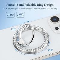 Magnetic Phone Ring for MagSafe Grip [Super Magnet] Gold Twinkle Design Ring Holder Stand, magsafe pop Socket (Silver) — image 2