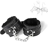 1 Pair of Black Leather Bangles Hand-Ankle Cuffs Bracelet with Connect Chain Hook, Sex Bondage Handcuffs for Wrist Ankle BDSM Set Sex Straps Sex Fuzzy Handcuffs Set for Bedroom Hoodies J0Z0
