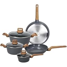 Tognana T-Care 8-Piece Aluminium Saucepan and Pan Set, Dark Grey
