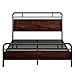 SHA CERLIN Queen Size Bed Frame with Wooden Headboard and Footboard, Rounded Corner Metal Structure, Heavy Duty Slats with Under-Bed Storage, No Box Spring Needed, Mahogany