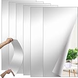 GBACHOOSE 6 Pcs Self Adhesive Acrylic Mirror, 40×30cm Large Plastic Frameless Mirror, 2mm Thickened Mirror Tiles for Bathroom, Bedroom, Living Room