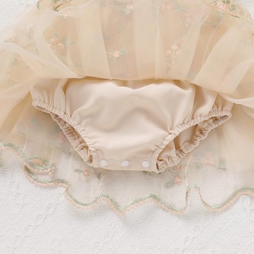 Kids Girls Birthday Party Dress Cake Crush Mesh Embroidered Floral Ruffle Tulle Tutu Romper Dress4