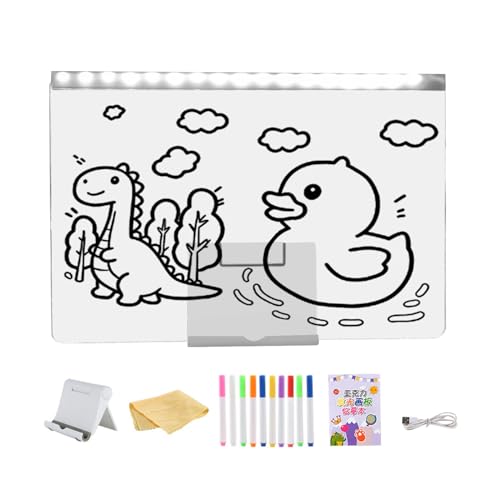 Tavola da disegno luminosa a LED cancellabile, lavagne per messaggi con pennarelli, tavolo da disegno luminoso con pennarelli, per ragazze, casa, aula, posto di lavoro, eco