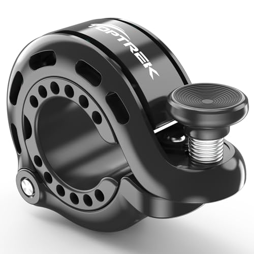 toptrek Bike Bell,2025 Bicycle Bell Max 110dB Loud Crisp Sound,Aluminum Alloy Bike Bells for Kids Adults, Cycle Bell Fits 22.2-31.8 mm Handlebars for Road Mountain Bikes Scooter(Black)