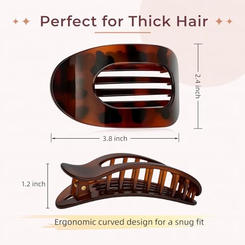 4PCS Large Hair Claw Clips for Thick Hair, 3.8 Inch Curved Hair Clips for Women, Strong Hold Tortoise Shell Hair Clips with Metal Spring, Non Slip Jaw Clips for Long Hair, Curly Hair, Daily Styling — view 2