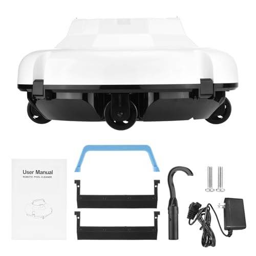 Rengue Wireless Pool Robot Cleaner Dual Motors Dual Suction Ports Brushes 5200mAh Battery 120 Min Runtime for PVC Mosaic Concrete Fiberglass Pools with Auto Parking Energy Saving (US Plug)