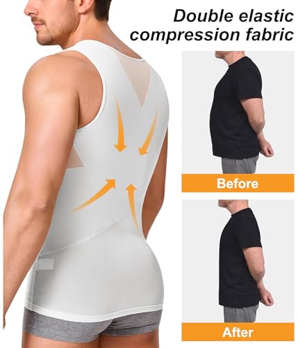 Image of Compression Shirt for Men Slimming Undershirt Body Shaper Tank top for gynomastica Sleeveless Shapewear Vest Men