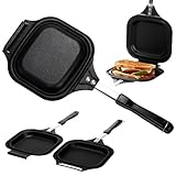 ZOOFOX Hot Sandwich Maker, Grilled Panini Press with Detachable Non-Stick Pans, Stovetop Sandwich Maker for Breakfast Sandwich, Grilled Cheese, Bacon, Steak, 6' L x 14.8' H