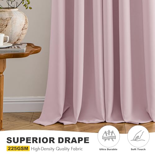Image of MIULEE Blackout Curtains for Bedroom Living Room 2 Panels, Thermal Insulated Room Darkening Drapes Grommet Noise Reducing Light Blocking Window Treatments 45 Inches Long 40x45 Inch Blush Pink