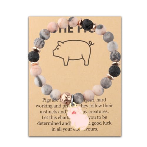 CHOORO Pig Jewelry Pink Pig Charm Bracelet Pig Gift Pig Lover Gift Pig Mom Gift