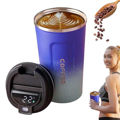 Stainless Steel Water Bottle - Smart LED Temperature Display, Leakproof Waters Bottles | Spill-Proof Travel Hydration Bottless, Insulated Design for Home & Outdoor Use, Advanced Temperature