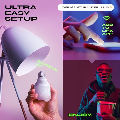 LIFX Color Smart Light Bulbs (2-Pack) A19 E26, Matter Compatible RGB + Tunable White (800 Lumens), WiFi Dimmable Color Changing (2.4GHz), Compatible with Apple HomeKit, Alexa & Google by LIFX - Image 7