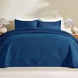 JYHOPE Navy Blue King Quilt Set 102x90 Oversized Lightweight Microfabric Bedspread, 3-Piece Quilt Bedding with Pillow Shams, Cooling Summer Quilts, Gift Wrapped