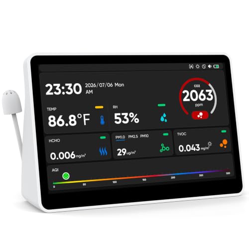 Image of 18 in 1 Air Quality Monitor Indoor,15D & 24H History, 7 inch TFT CO2 Monitor