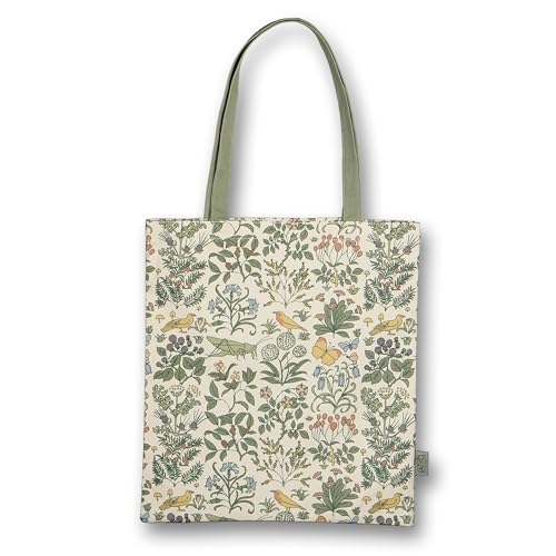 Half Moon Bay Apothecary's Garden by ACS Voysey 16.5 x 15 Inch Sage Green and Blue Recycled Cotton Reusable Grocery Shopping Bag