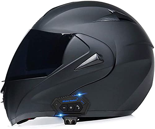 WRMIGN integrati Bluetooth da Uomo e da Donna caschi da Motocross modulari a Doppia Visiera apribili integrali Altoparlante Incorporato Cuffie con Microfono per Risposta Automatica Certificato ECE