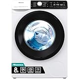 Energieeffizienzklasse A+++ Hisense WFGA80141VMQ Waschmaschine mit Dampf/ Inverter Motor/Totaler Aqua Stop/ 8kg/ Automatikprogramm/