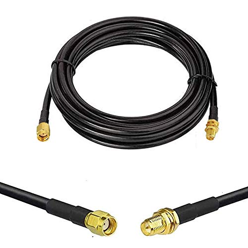 CORONIR 10ft Cable RP-SMA Coaxial Extension Cable RG58 Male to Female Connector for Wireless LAN Router Bridge & Other External Antenna Equipment-NOT for TV