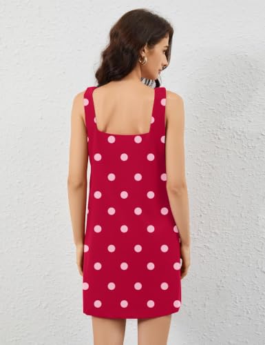 Image of Summer Linen Mini Dress for Women Sleeveless Square Neck Tank Shift Dresses Causal Backless Solid Short Sundress