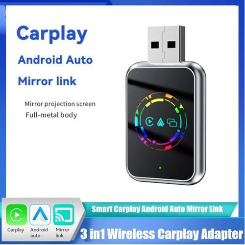 Adaptador USB Carplay Inalámbrico Android Auto Mirror Link Bluetooth Dongle Convertidor con WiFi 5