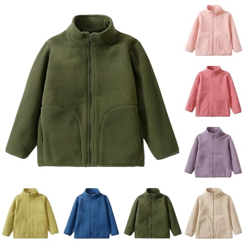 Boy Girl Fleece Jacket Zip Up Outerwear Polar Stand Collar Sweatshirt Warm Furry Fuzzy Fall Winter Coat with Pocket for Kid