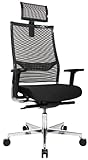 Topstar BG19TWW500X Bürostuhl New Alu Art inklusive Netz-Kopfstütze, Bezug schwarz