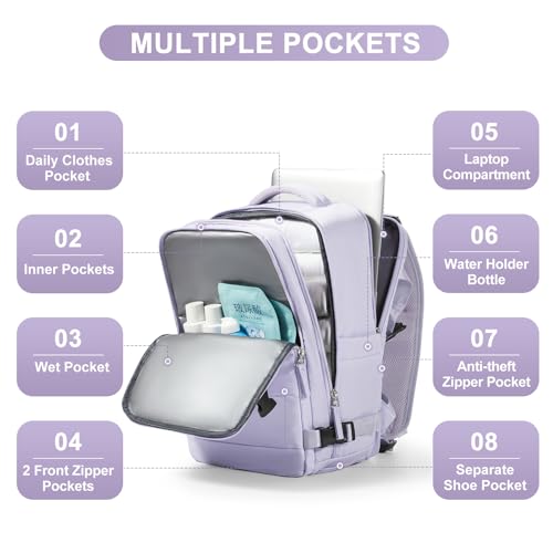 Image of coofay Travel Backpack Carry on Flight Approved Mochila De Viaje Personal Item Travel Bag Large Backpack for Travel Backpacks for Men Women Carry on Backpack for Airplanes 18x14x8 Inches Travel Bag