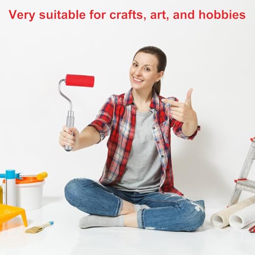 Gummiwalze Gummi: Leimroller Holzleim-Set, 1 Pinsel, 1 Tablett, Hartgummiwalze Gummiwalze Roller, Leim schnell und gleichmäßig auftragen, Anwendbar auf Handwerk, Holzbearbeitung Klebeprojekte