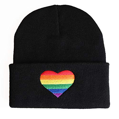 Kenyaw LGBTQ Mütze mit rechteckiger Flagge Strickmütze Pride LGBT Beanie Cap für Pride Parades und LGBTQ Marches