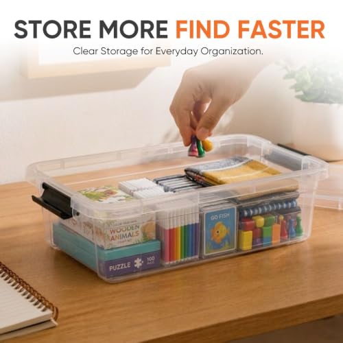 Image of Superio 13.7 Quart Clear Plastic Storage Bin with Lid, Stackable Organizer Box, BPA-Free Storage Container for Home, Garage, School & Office, 6 Pack
