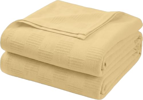 100% Cotton Blanket King Size Thermal Blanket (108'x90') - Lightweight & Breathable Cotton Blanket...
