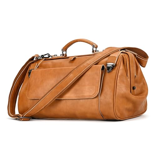 Vintage Tote Bag Leather Single Shoulder Duffle Trendy Travel Bag Men's Plant-tanned Leather Crossbody Bag