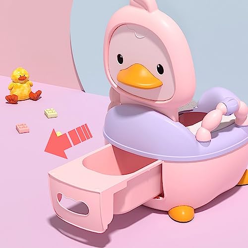 TOPAMIX Troninho Sanitário Infantil Privadinha Assento de Treinamento Modelo Patinho Feliz (Rosa)