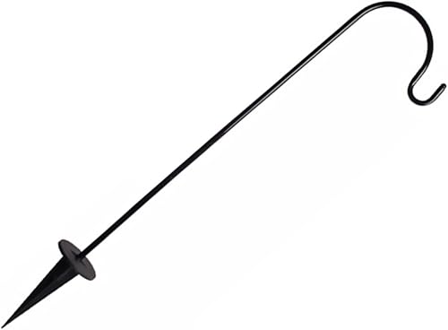 NOLITOY Enchufe de suelo de hierro, estacas al aire libre, decoración de pesebre, bandera de metal, cestas de flores, gancho de luces solares,