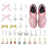 DICOSMETIC Set di 32 graziosi lacci per scarpe da ginnastica a forma di lacci, decorazioni per scarpe da ginnastica con motivo a stelle e farfalle, per donne