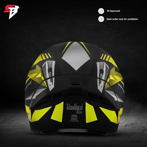 Image of Steelbird SBA-20 Shield X ISI Certified Flip-Up Graphic Helmet for Men and Women with Inner Chrome Sun Shield