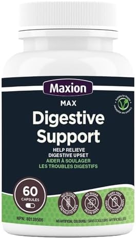 Maxion Digestive Support, 60 Capsules with Ginger, Peppermint and Sweet Fennel to Help Relieve Digestive Upset