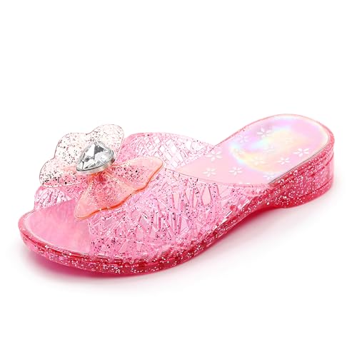 Image of Jelly Sandals for Girls Dress Slide Princess Frozen Inspired Elsa Flats Dance Party Cosplay Snow Queen Birthday Clear Slippers Summer Little Girls, Toddler Slip On