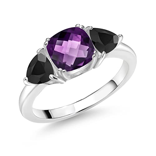 Cushion Cut Gemstone With Black Onyx Accents