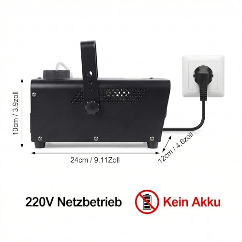 Katomi Nebelmaschine 500W mit 8 RGB LEDs & Lichteffekten, Mini Fog Machine mit 3m Kabel-Fußschalter & 2 Funkfernbedienungen, Automatik Rauchmaschine für Halloween, Party, DJ, Bühne & Hochzeit