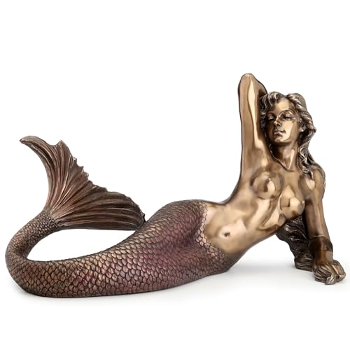 Veronese Design 25 1/4 Inch Mermaid Lying Back Nautical Decor Cold Cast Resin Bronze Finish Large Sculpture