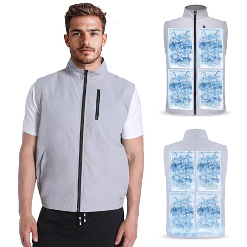 Foiueyga Ice Vest for Men Cooling Vest Jacket with 16 Ice Packs for Summer Outdoor Body Cool Extreme Heat X-Large